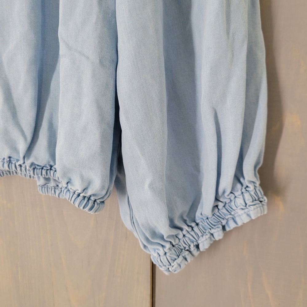 Love Tree Off The Shoulder Crop Top Womens Large Blue Tencel Ruffle Boho Cottage - Picture 7 of 11